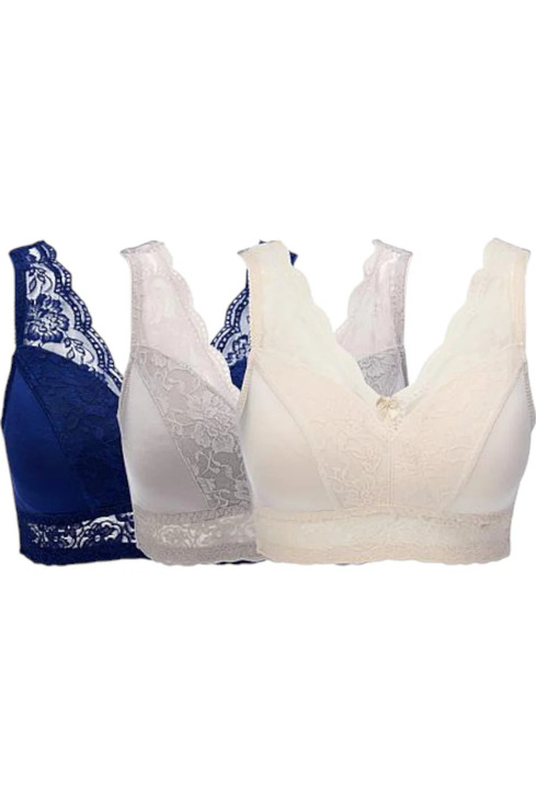 Rhonda Shear Other - Rhonda Shear Women's 3-pack Pin-Up Bra Midnight Navy/Champagne/Gray - Regular